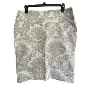 DYORK JEANS Brazil Pencil Skirt Pockets Side Zip Denim Cream Floral